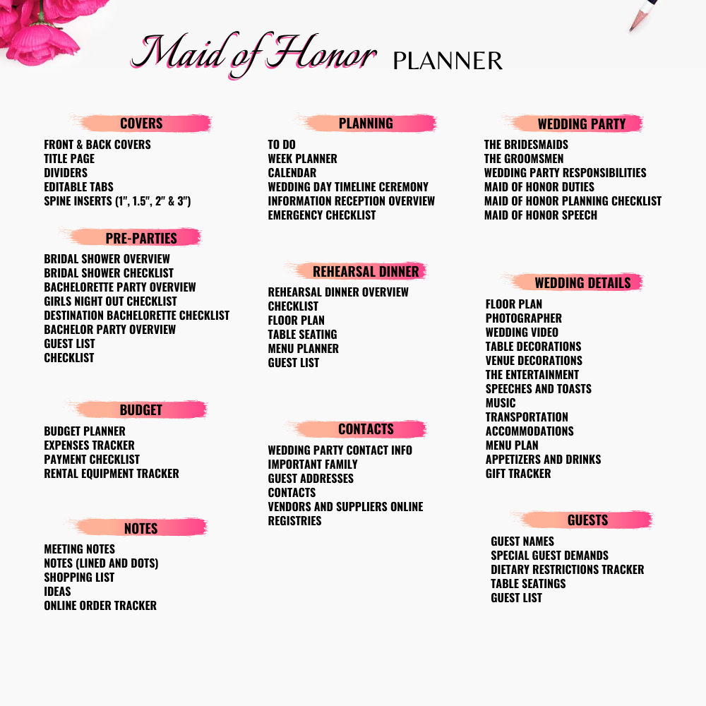 maid of honor list